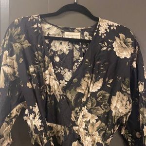 Floral print belted dress